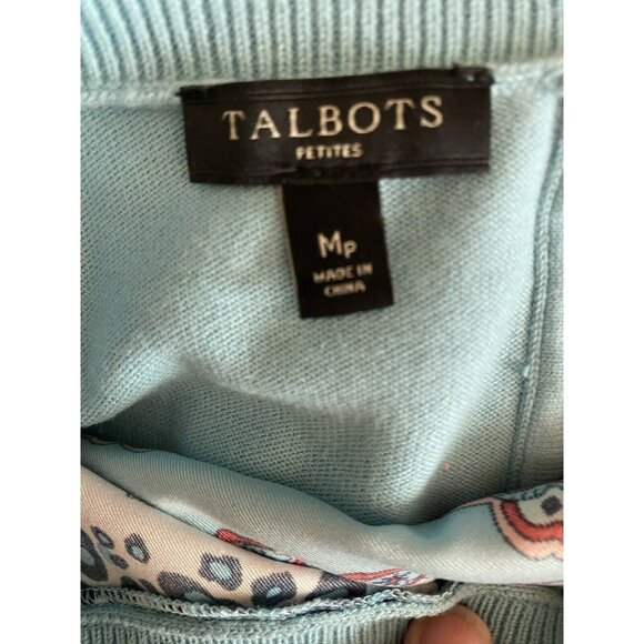 COPY - Talbots Knit Top Petite Medium Blue Paisley Contrasting Fabric Animal Pr… - Picture 5 of 8
